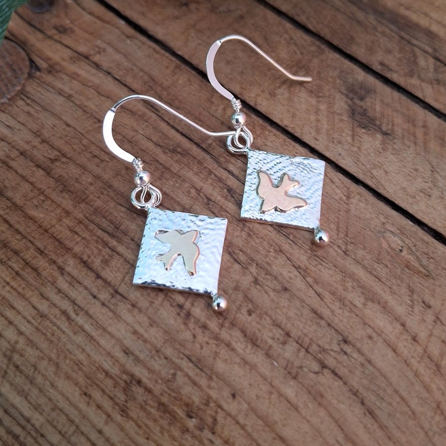 Handmade Bird Earrings Silver & Gold