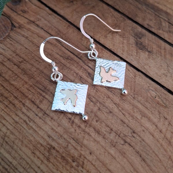 Handmade Bird Earrings Silver & Gold