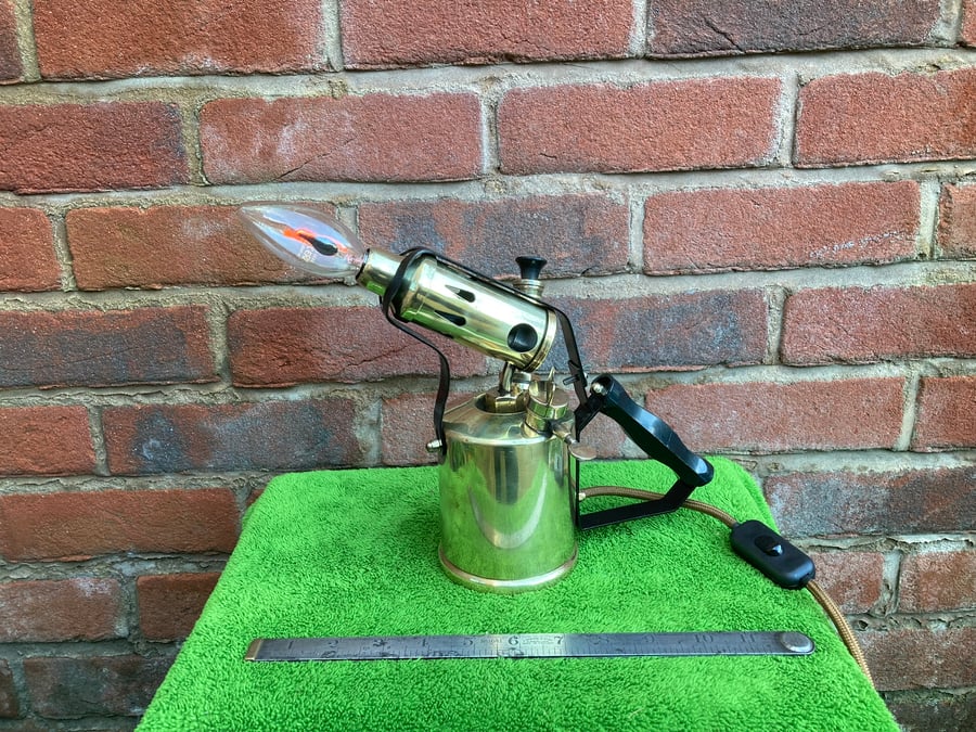 Brass Blowlamp Table Lamp, Upcycled Vintage Taymar Blowtorch