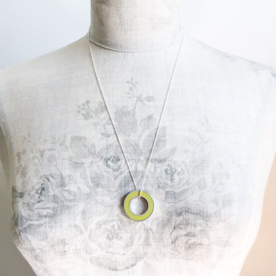 Sulphur Yellow Colour Block Pendant Necklace, Contemporary, Minimalist Jewellery