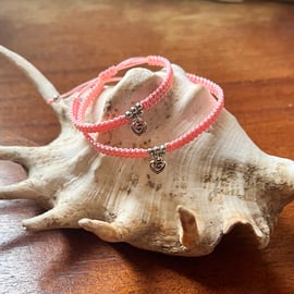 Mother & Daughter Adjustable Friendship Bracelets - Pastel Pink