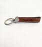 Tan Full Grain Leather Strap Keychain Chrome Medallion Handmade UK - Image 5