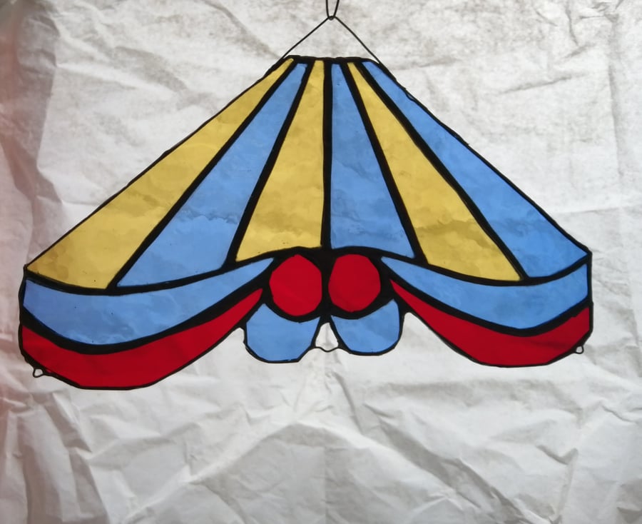 Stained Glass Carousel top - blue and yellow stripe
