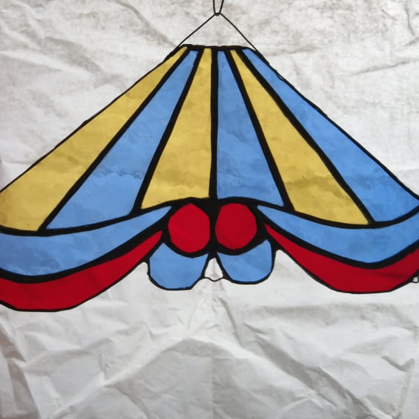 Stained Glass Carousel top - blue and yellow stripe