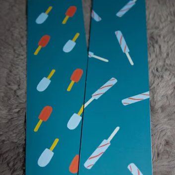 2 pack 'iced up' lolly bookmarks, blue, doublesided