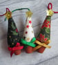 Trio of Tiny Christmas Tree Decorations, Little Christmas Trees - Image 1