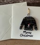 Handmade Keepsake card, Fused Glass Festive Christmas Jumper Christmas Car