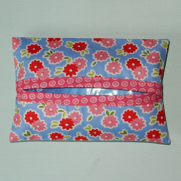 Pocket tissue holders - pretty pink and blue floral SALE PRICE