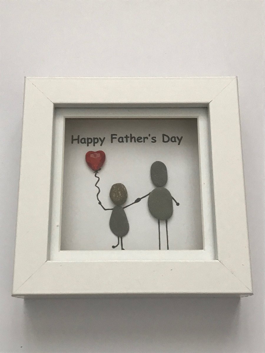 Father's Day Pebble Box Frame, Father's Day Gift, Pebble Art Box Frame, Happy Fa