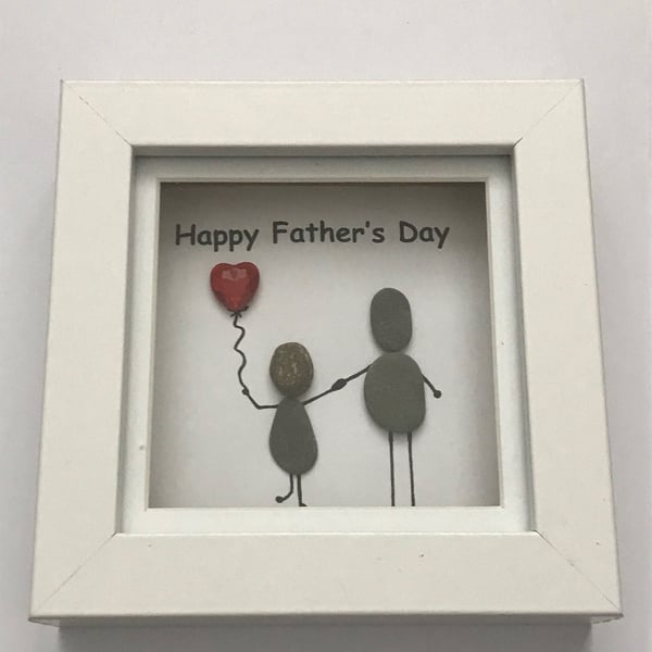 Father's Day Pebble Box Frame, Father's Day Gift, Pebble Art Box Frame, Happy Fa