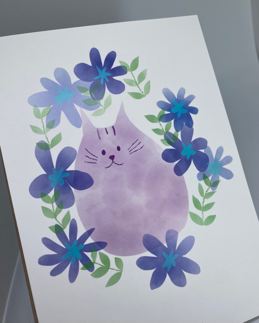 Purple Cat Card, A6 Card