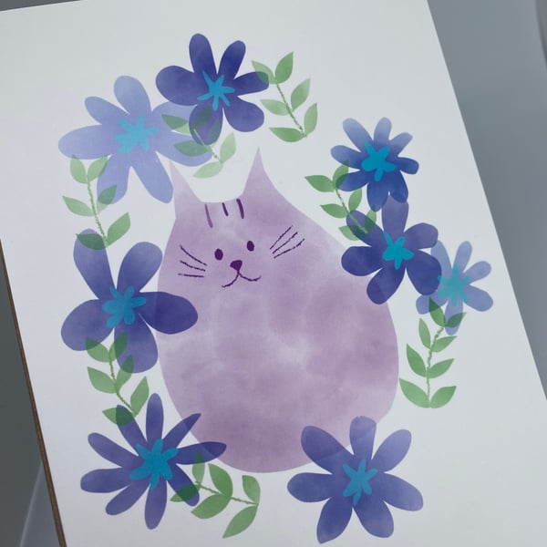 Purple Cat Card, A6 Card