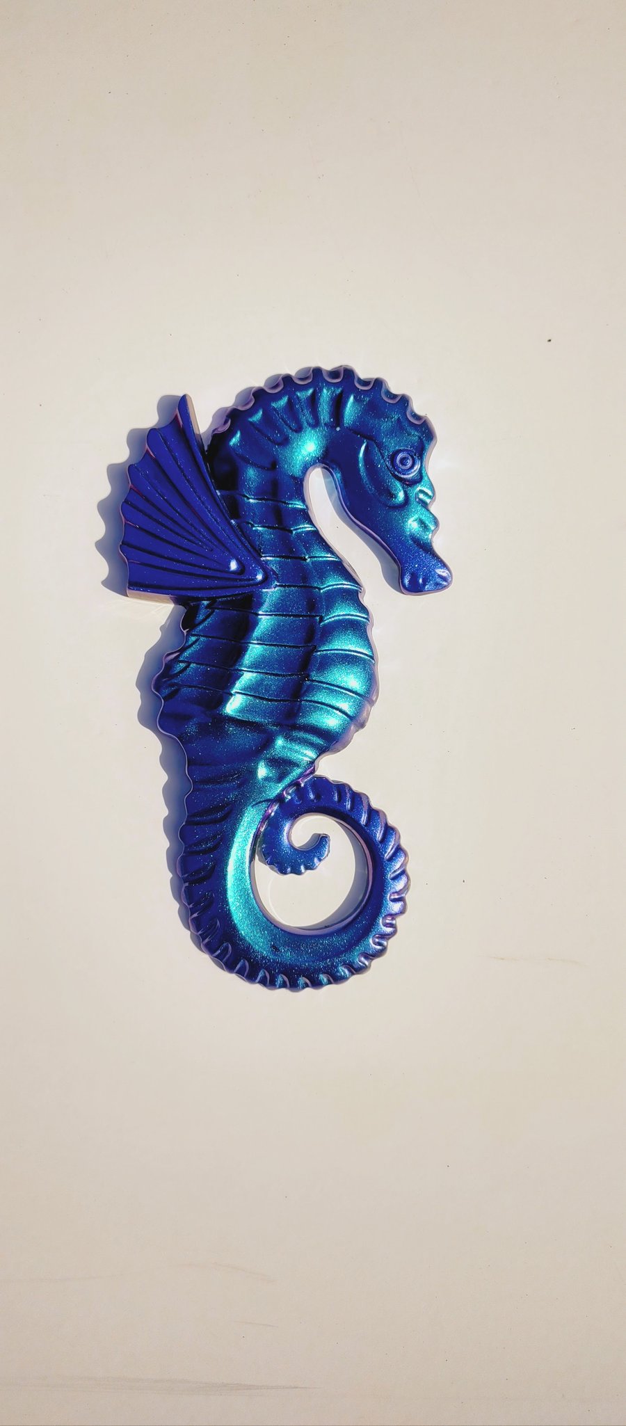 Large Colour Shifting Seahorse wall decoration in Purple and Blue