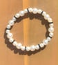 Handmade Pearl-Look Beaded Bracelet with Black and Silver-Tone Accents