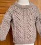 Neutral Gender Childs Hand Knitted Cable Pattern Jumper to Fit Age 2 - 3 years