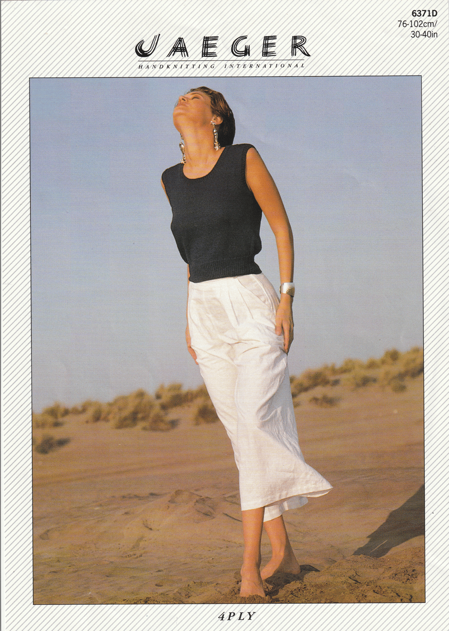 VINTAGE KNITTING PATTERN Ladies Navy Jaeger Vest