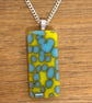 Fused Glass Green and Vanilla Pendant