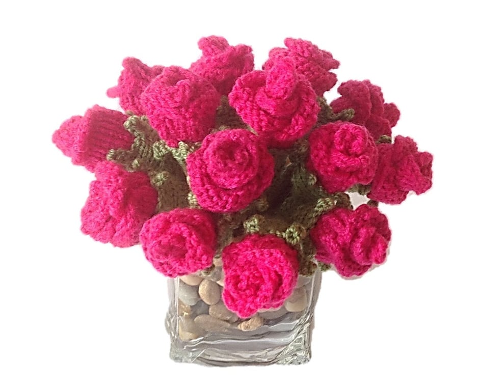 Knitting pattern for roses, Knitted rose buds, digital pattern