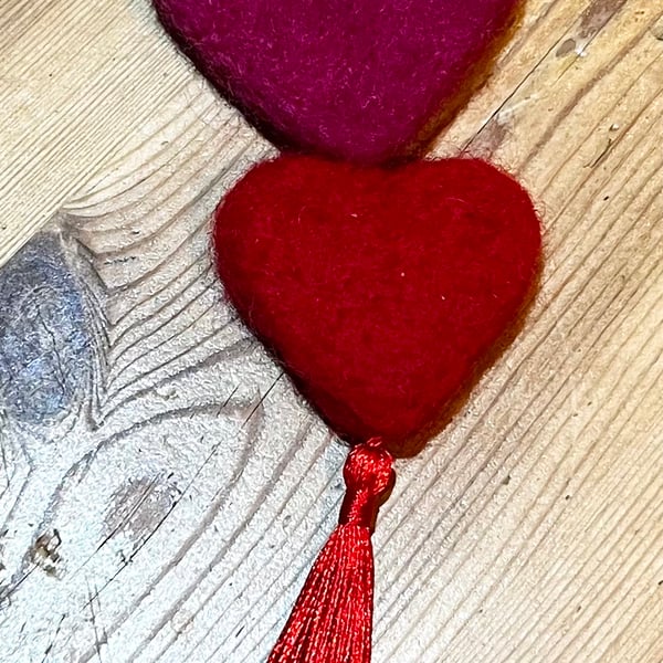 Felted hearts keyring bag charm