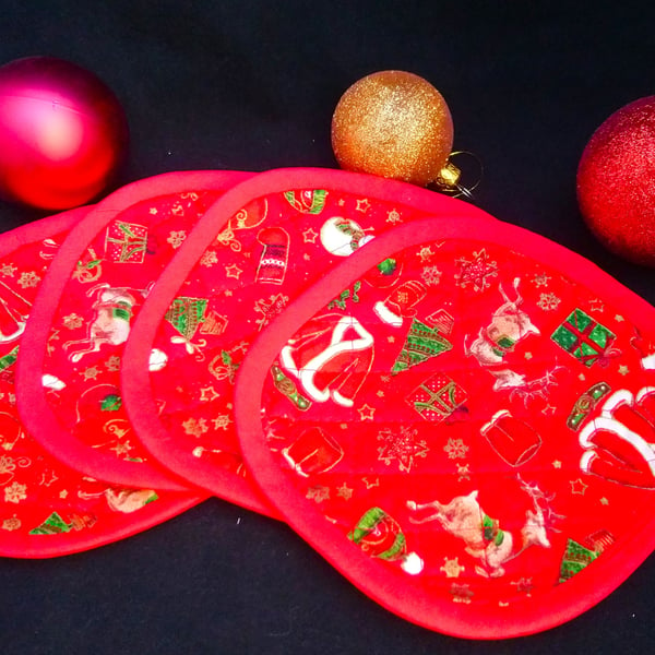 Christmas Quilted Coasters Set of 4 Heat Resistant