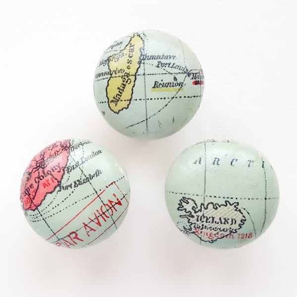  Map decorated door knobs , drawer pulls , decoupaged and hand painted