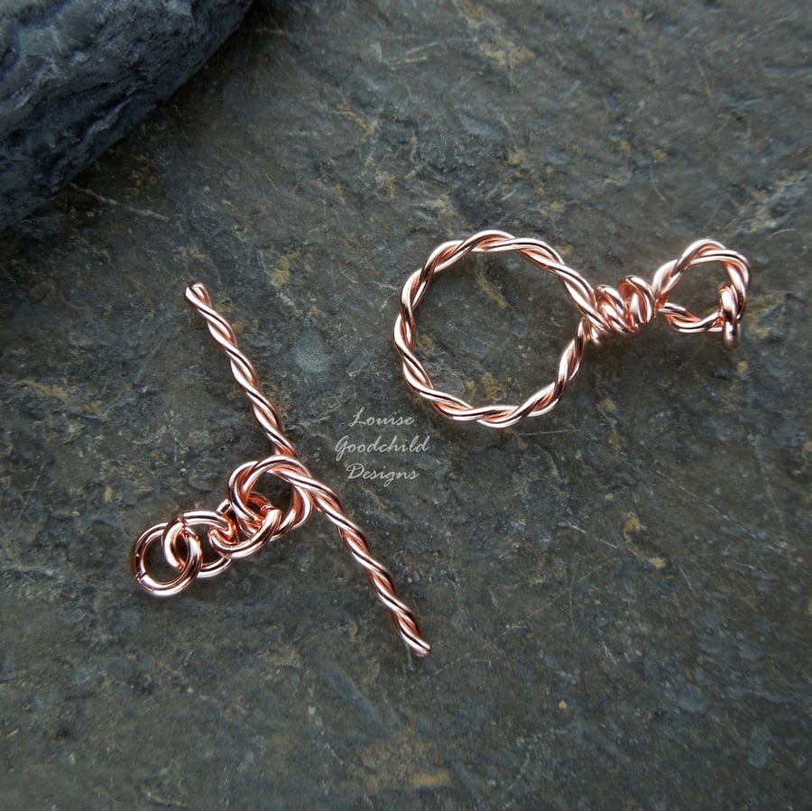 Handmade copper wire toggle clasp, twisted, made to order, make your own