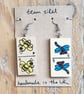 Bee & Dragonfly Insect Domino Earrings - Upcycled Toys
