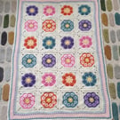 African Flower Crochet Baby Blanket and Unicorn teddy