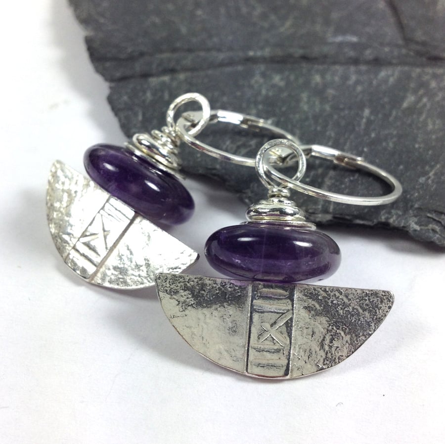 Silver and amethyst earrings