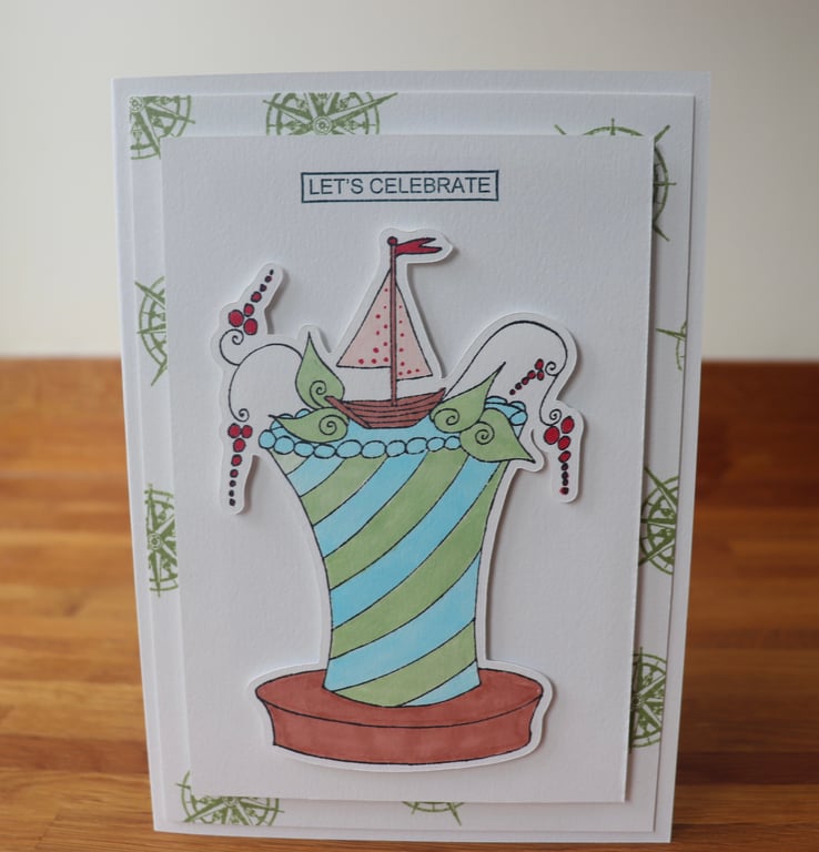Sailing boat cake card.