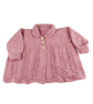 Rose pink Hand Knitted Baby Cardigan, Collared Sweater, Girls, Baby Shower Gift  - Image 2