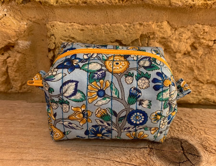 Liberty Print Fabric Quilted Mini Box Shape Bag