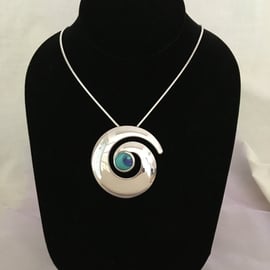 Large Swirl Pendant in Peacock Colours