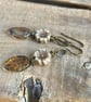 Amber Czech Glass Leaf Earrings with Rustic Cream Flowers and Antiqued Brass - Image 3