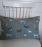 Sophie Allport Fetch Cushion Cover with Mustard  Piping