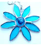 Dichroic Daisy Turquoise Suncatcher Handmade Stained Glass - Image 2