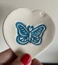 Summer Seconds Ceramic heart-shaped blue butterfly dish - Image 1
