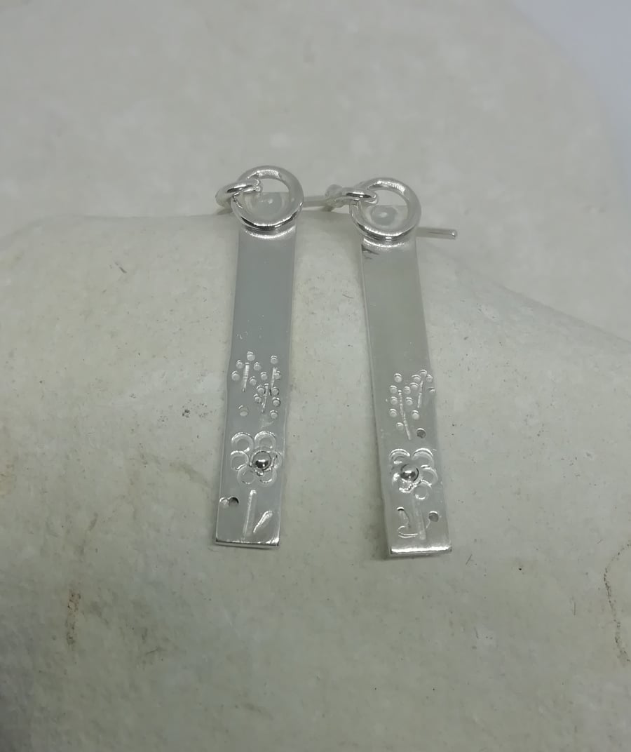 Floral Detailed Silver Earrings