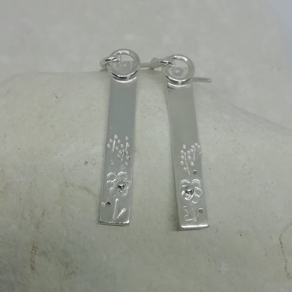 Floral Detailed Silver Earrings