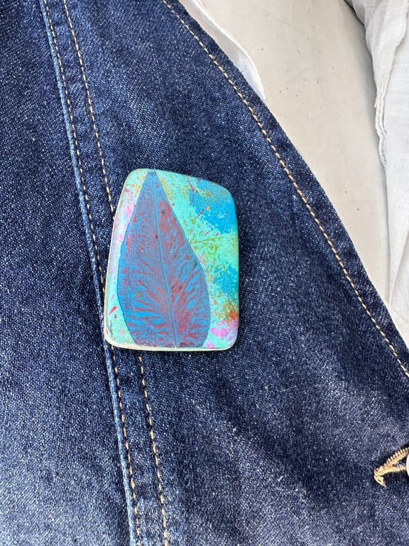 Blue Leaf Botanical Brooch