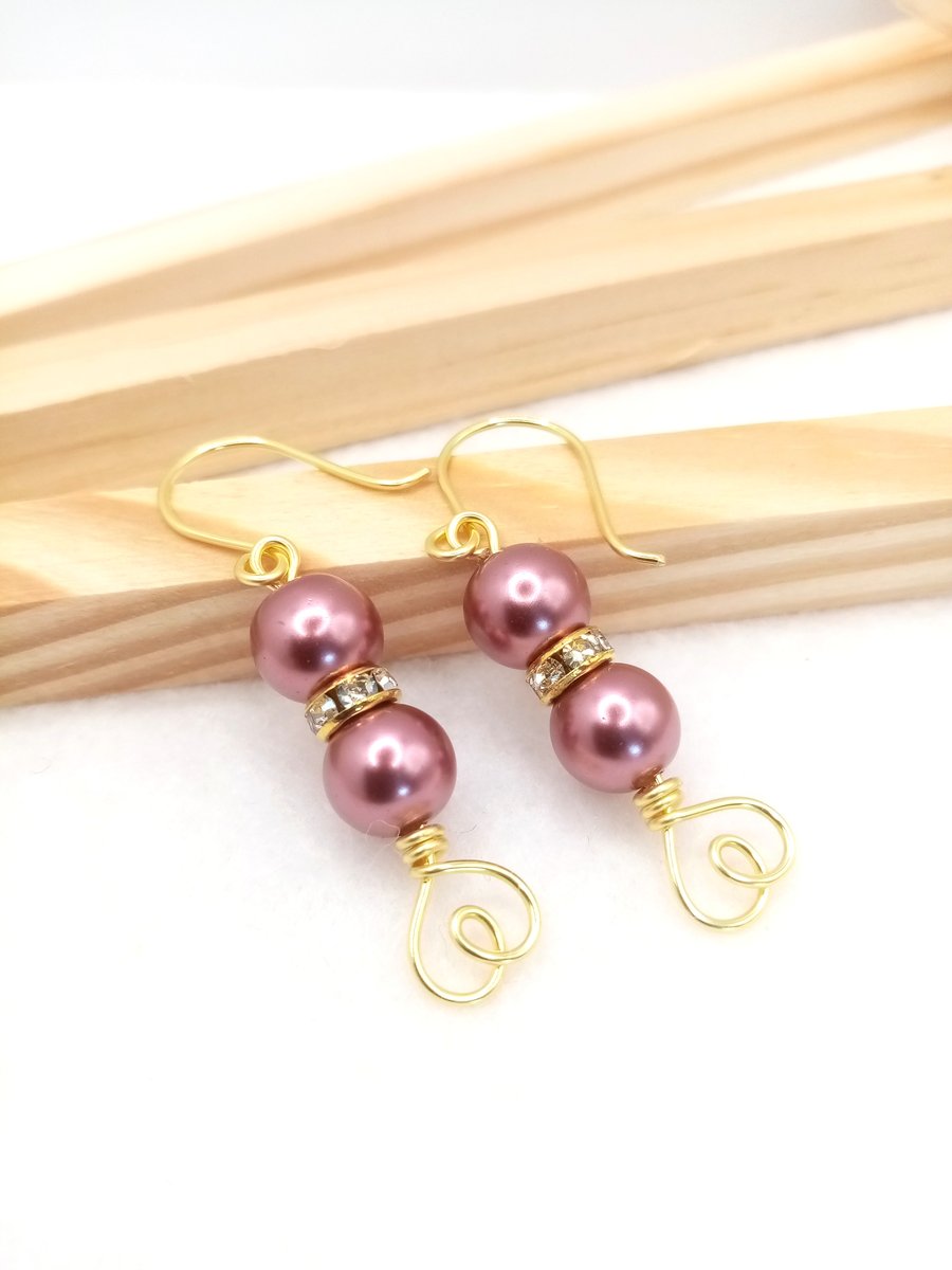 Pearl Earrings - Love Heart Pearl Drop Earrings - Choice of Colours