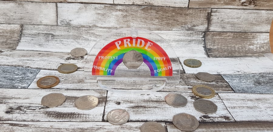 Pride UK 50p display case 50 pence holder LGBTQ