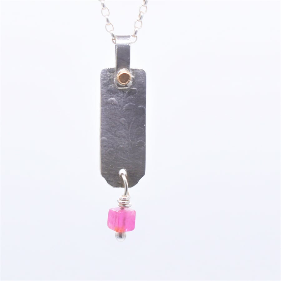 Handmade Sterling Silver and Gold Charm with Pink Tourmaline 