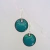 Round earrings in textured enamel on copper 214