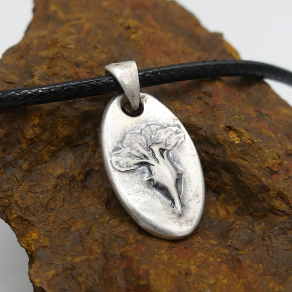 Recycled Sterling Silver Real Herb Robert Flower Mould Pendant Necklace.