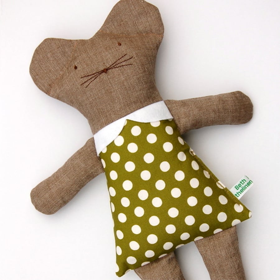 Green Dots Linen Mouse