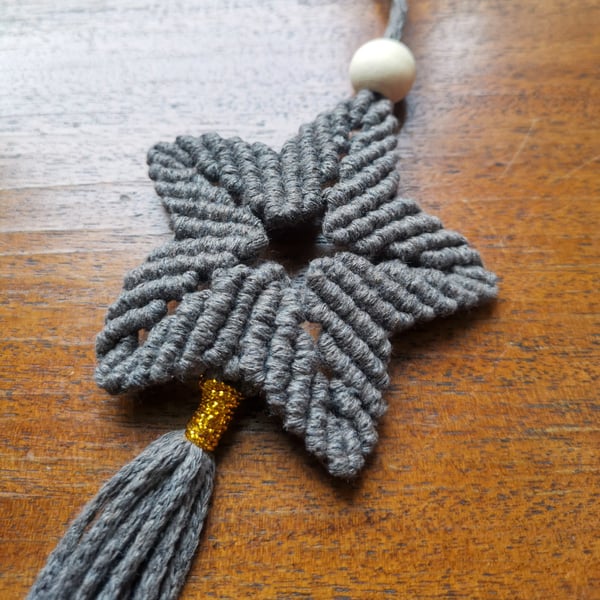 Christmas Macrame Ornament, Xmas Tree Hanging Decoration - Brown FREE UK P&P