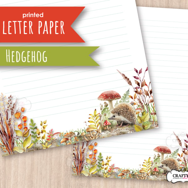 Letter Writing Paper Hedgehog Amongst the Toadstools