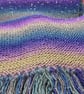 Hand knitted sparkly fringed scarf