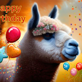 Llama or Alpaca Birthday Card A5